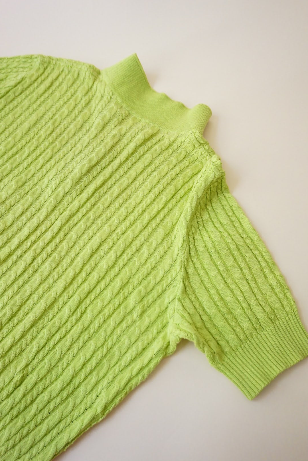 Celine Cable Knit Lime Green Vintage Polo - Size Large (46)