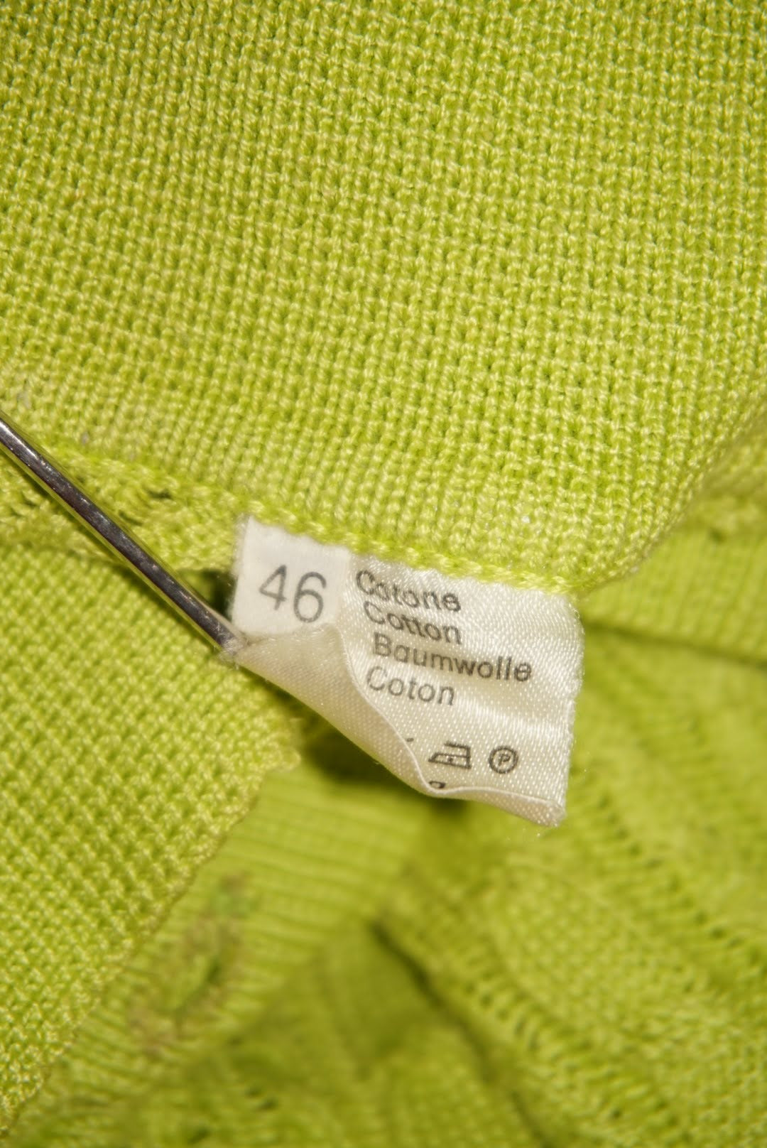 Celine Cable Knit Lime Green Vintage Polo - Size Large (46)
