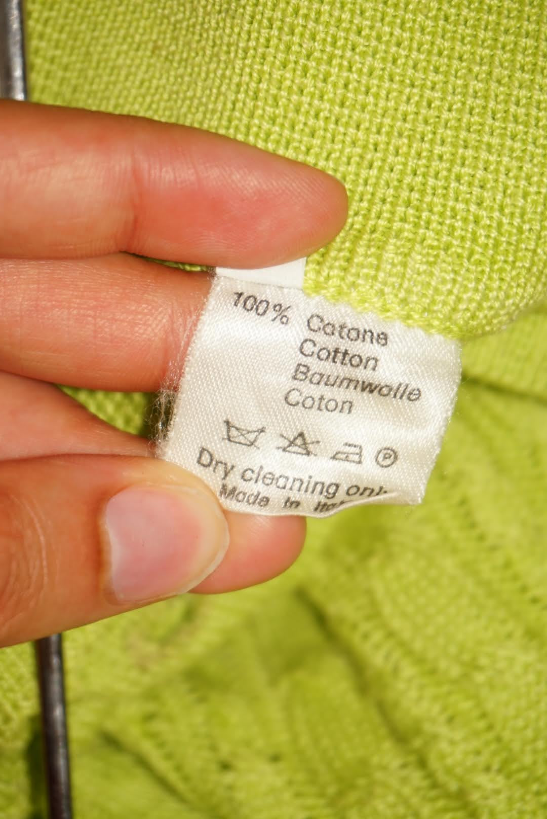 Celine Cable Knit Lime Green Vintage Polo - Size Large (46)
