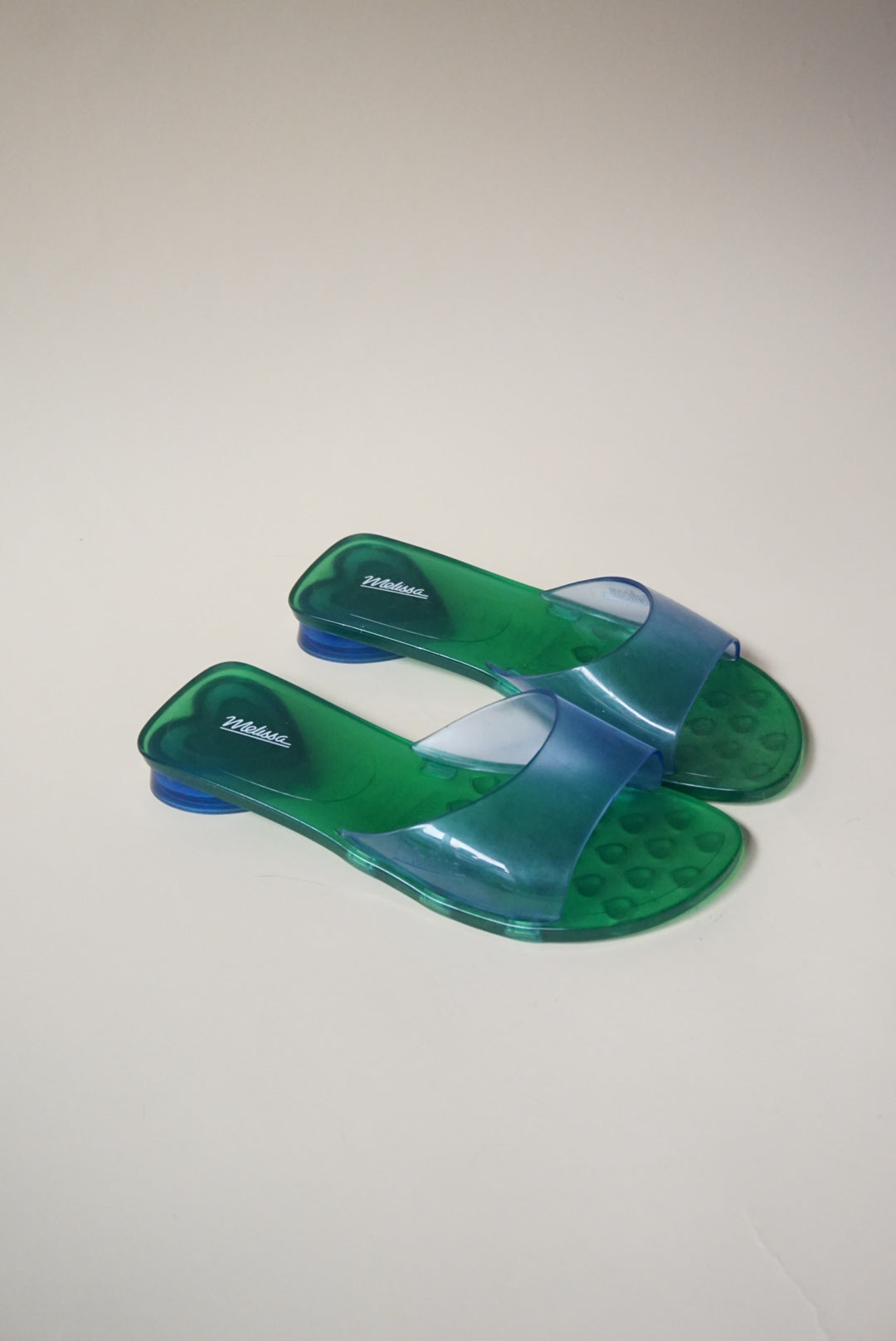 Melissa "Kim" Jelly Flat Green/ Blue Sandals - Size 9