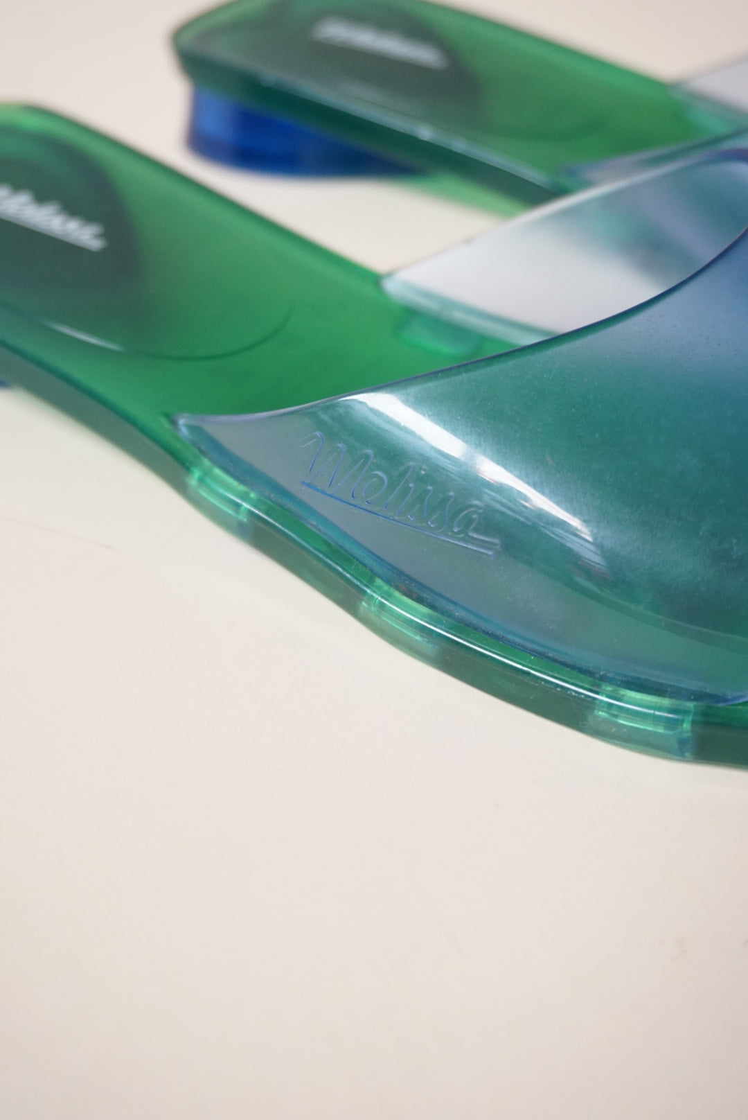 Melissa "Kim" Jelly Flat Green/ Blue Sandals - Size 9