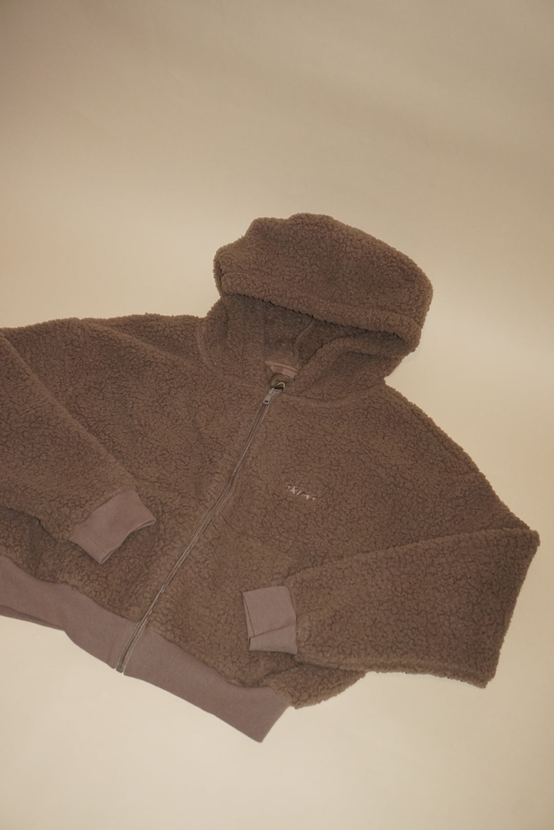 Skims Cozy Teddy Sherpa Full Zip Jacket Desert NWT - Size Medium