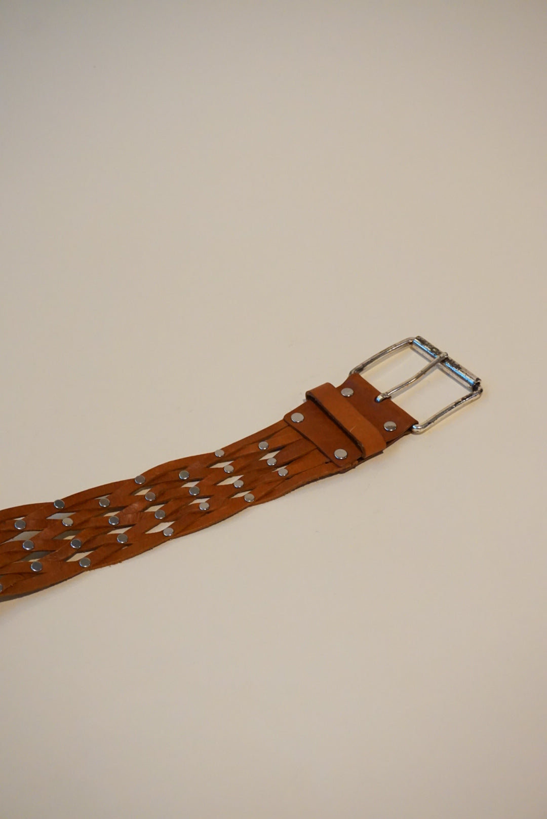 Calvin Klein Vintage Studded Braided Silver Buckle Belt - Size Medium