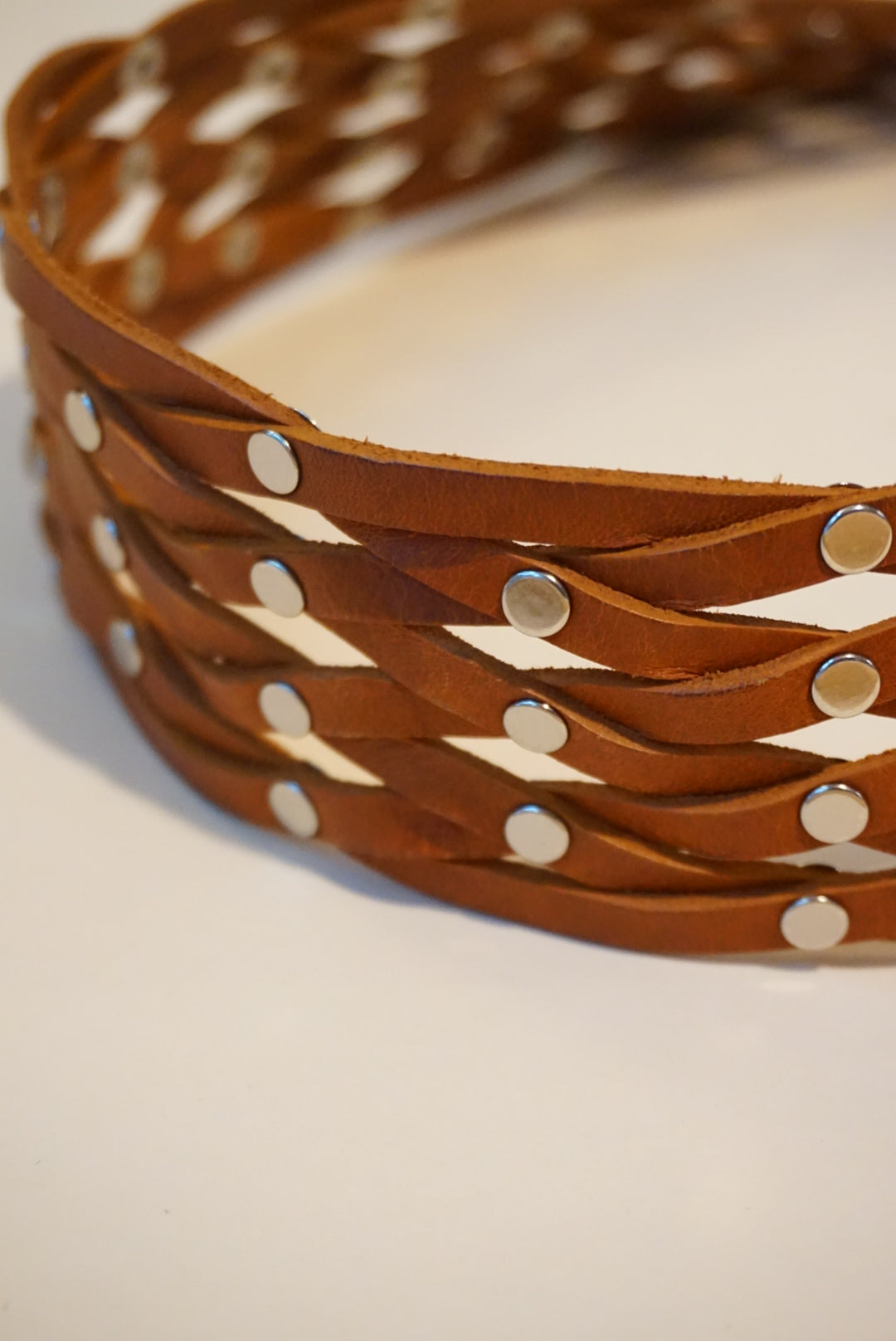 Calvin Klein Vintage Studded Braided Silver Buckle Belt - Size Medium