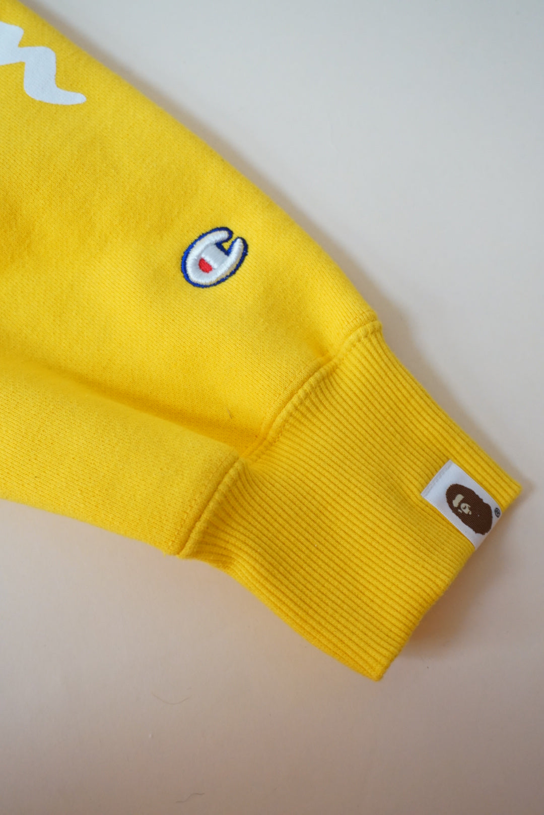 BAPE A Bathing Ape Yellow Champion Crewneck Pull Over NWT - Size Medium