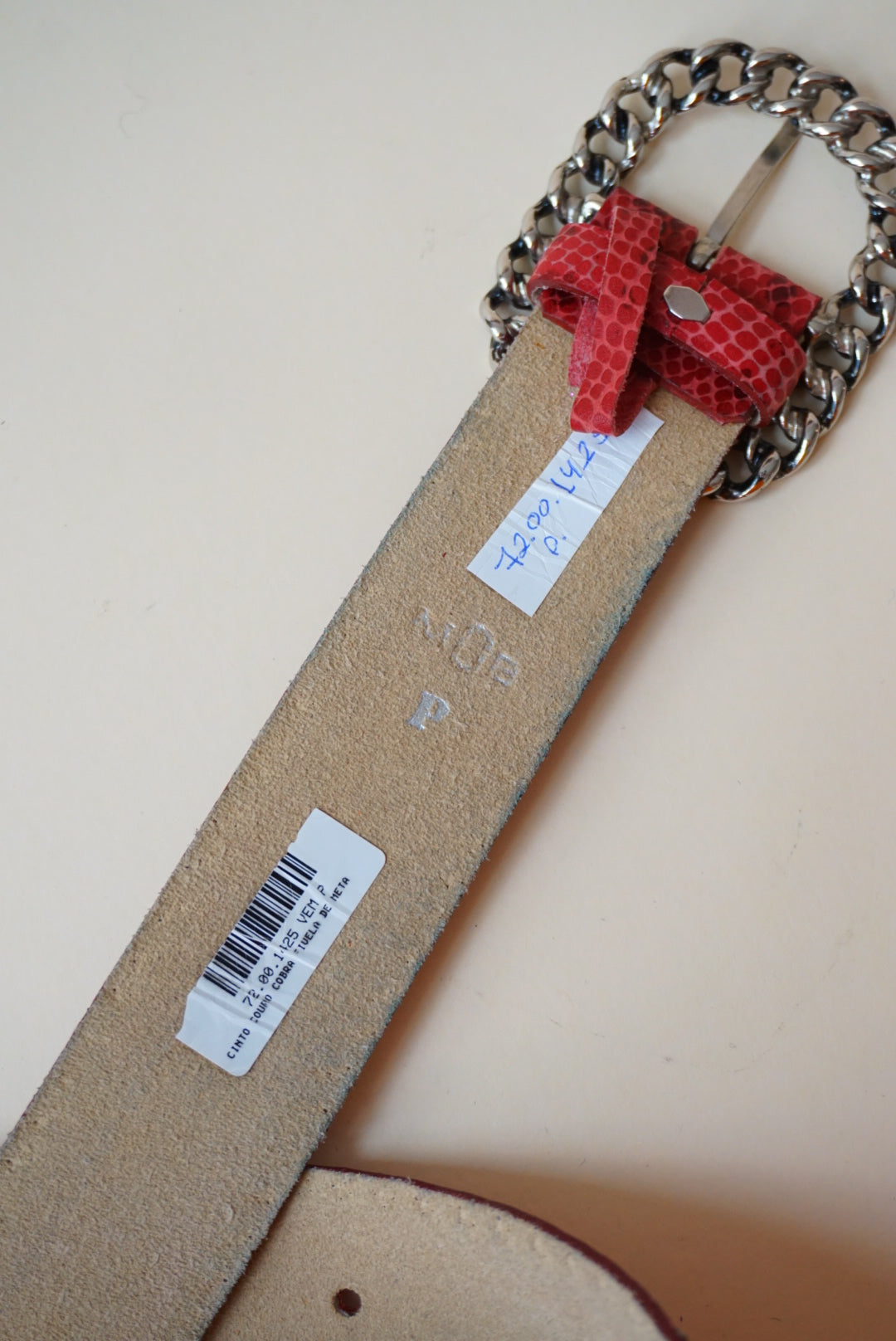 Vintage Red Reptile Chain Buckle Studded Belt