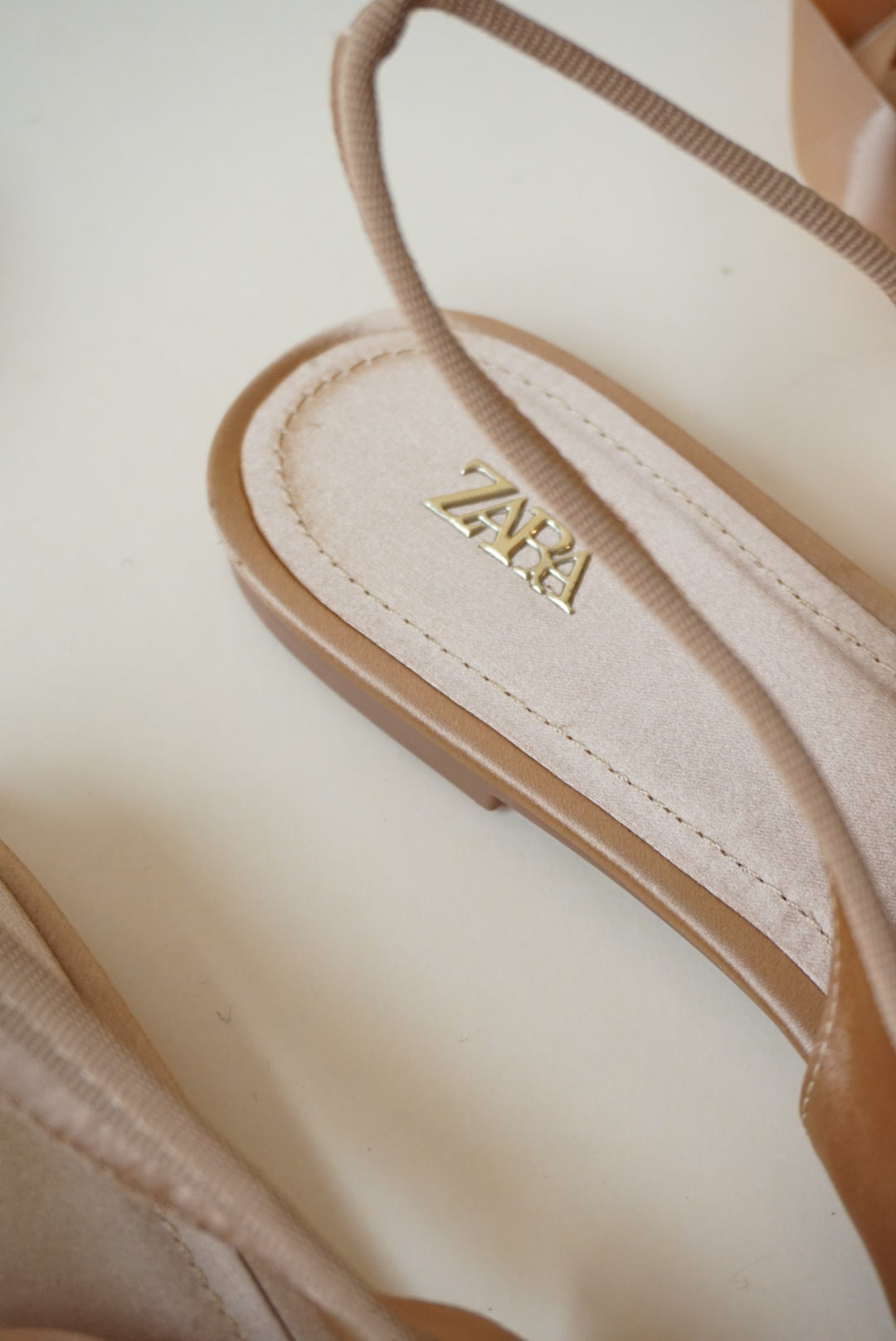 Zara Sateen Ballet Blush Slingback Lace Up Flats - Size 37