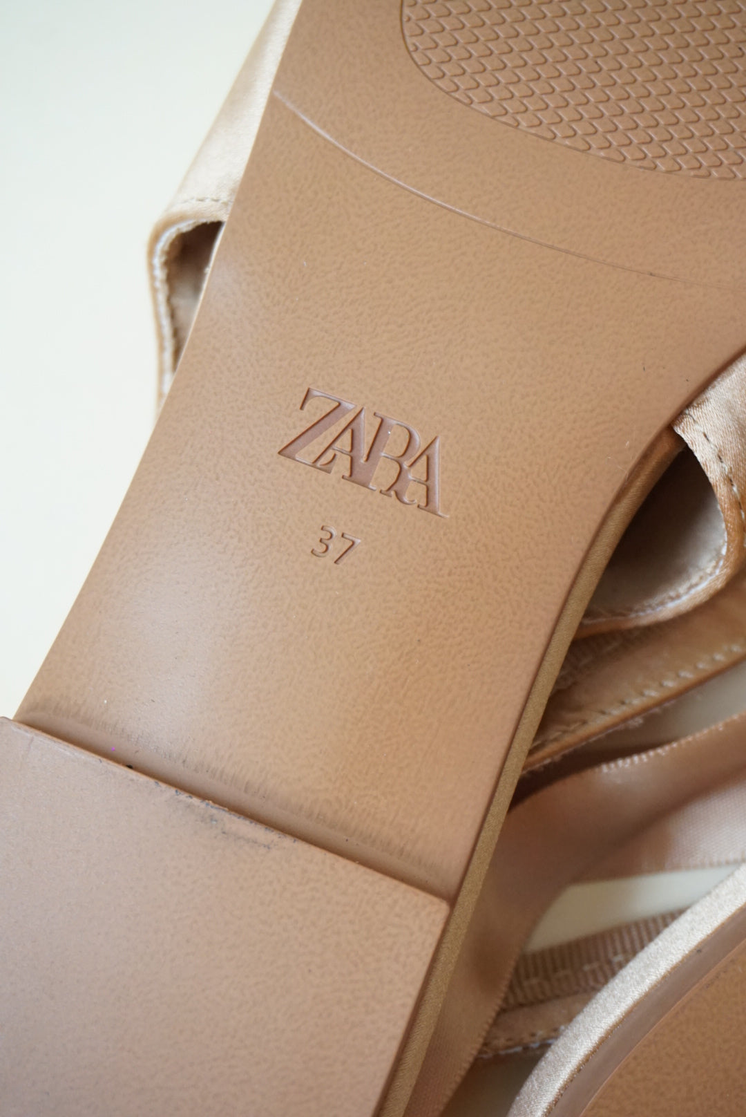 Zara Sateen Ballet Blush Slingback Lace Up Flats - Size 37