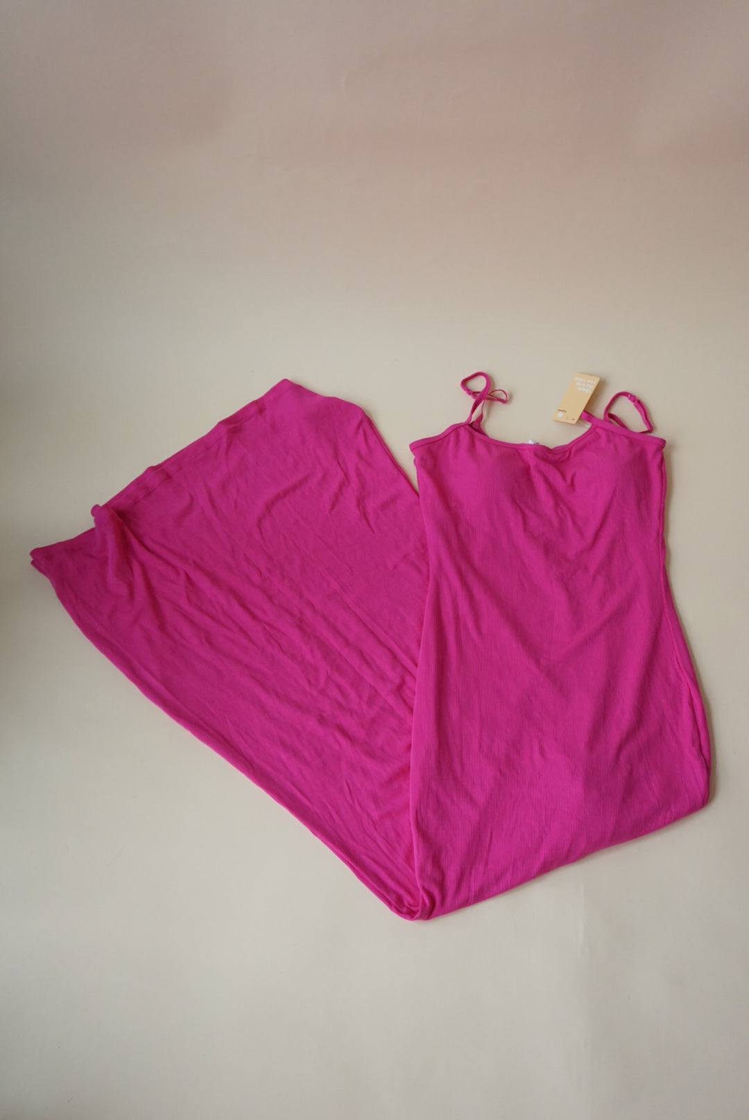 Popilush Pink Ribbed Knit Tank Modal Maxi Built-in Shapewear Dress NWT - Size XL