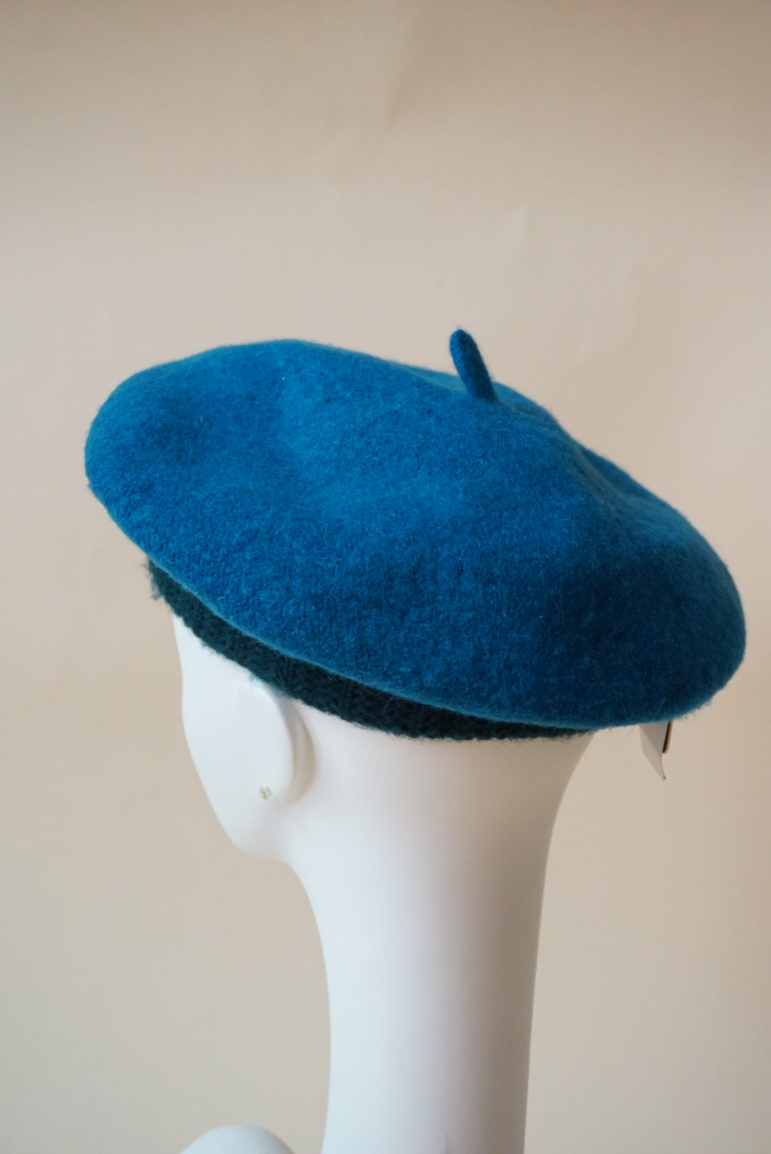 Vintage Forbusite Teal / Green Floral Applique Wool Barret NWT