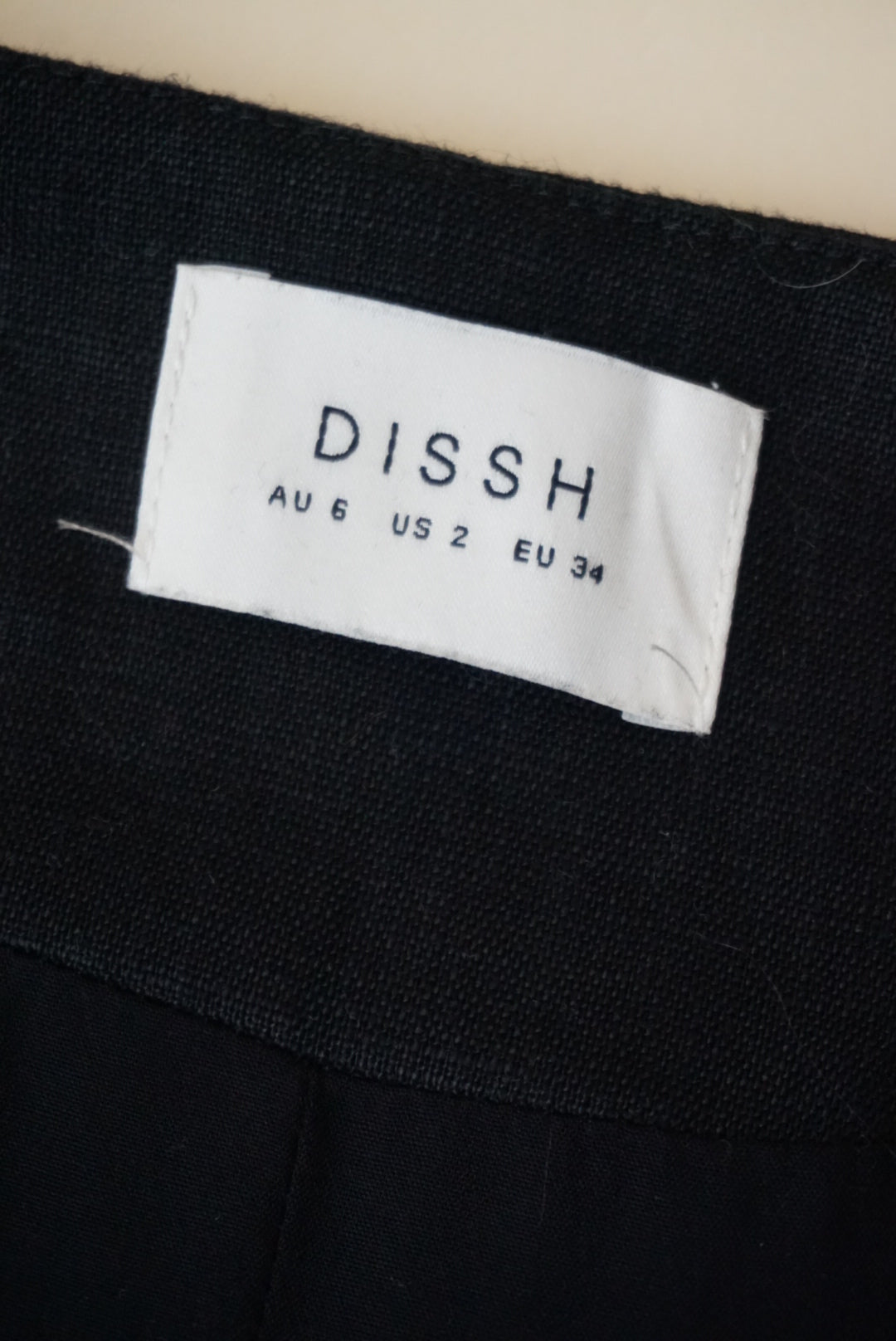 DISSH Scoop Neck Linen Black Vest Top - Size 2