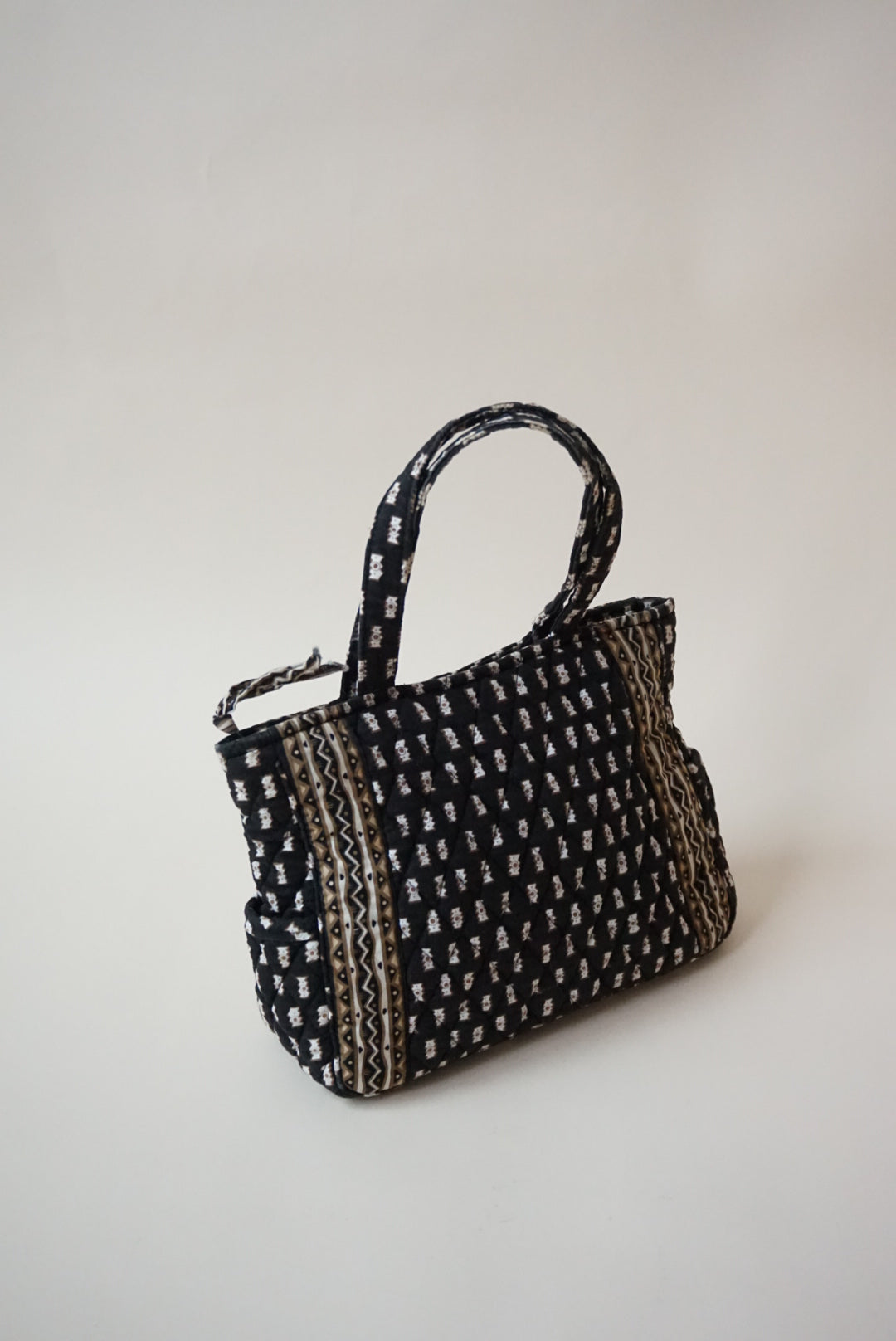 Vintage Vera Bradley Black and Brown Structured Shoulder Bag