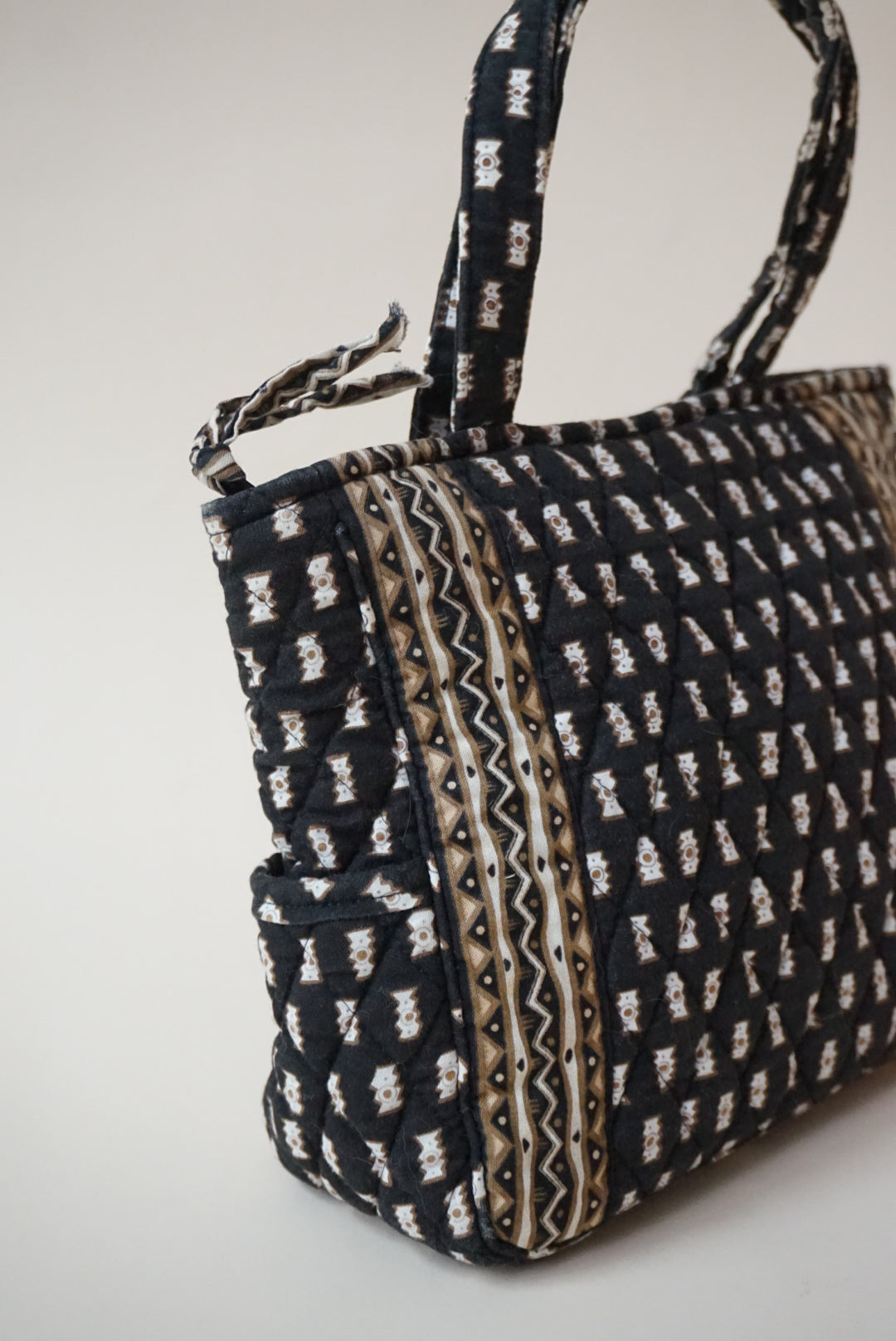 Vintage Vera Bradley Black and Brown Structured Shoulder Bag