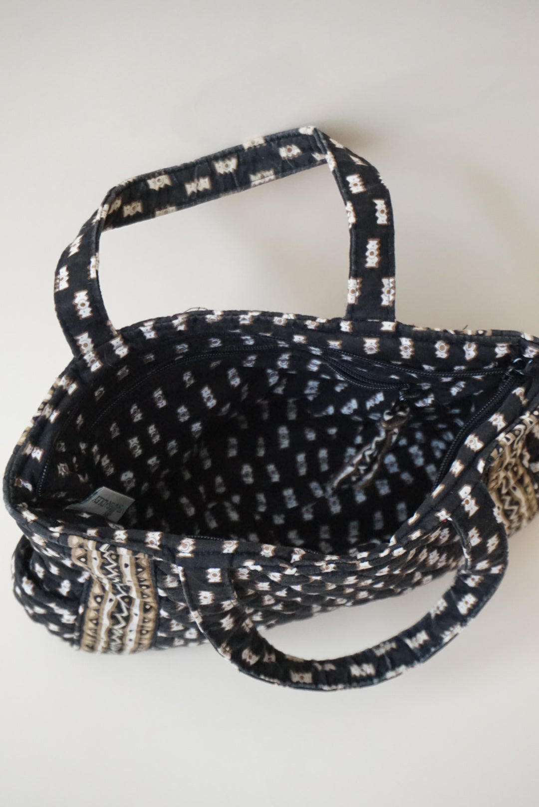 Vintage Vera Bradley Black and Brown Structured Shoulder Bag