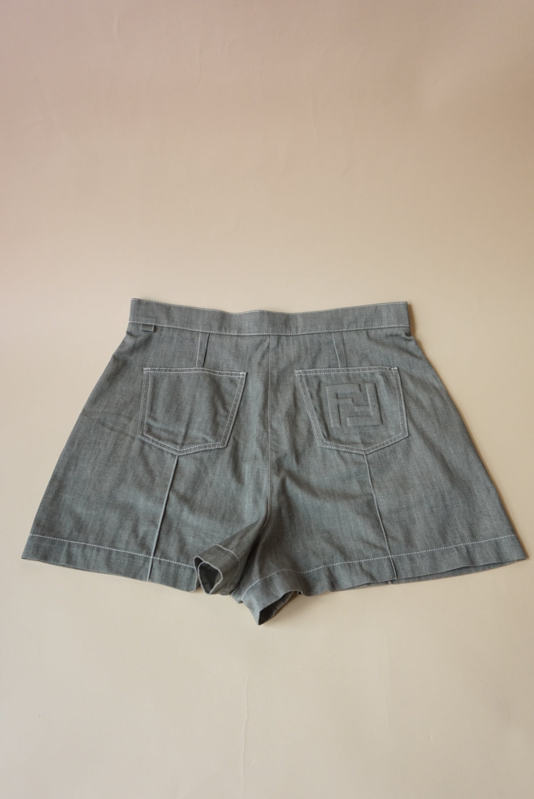 Fendi Sage Green Combi Linen Monogram Shorts - Size 46