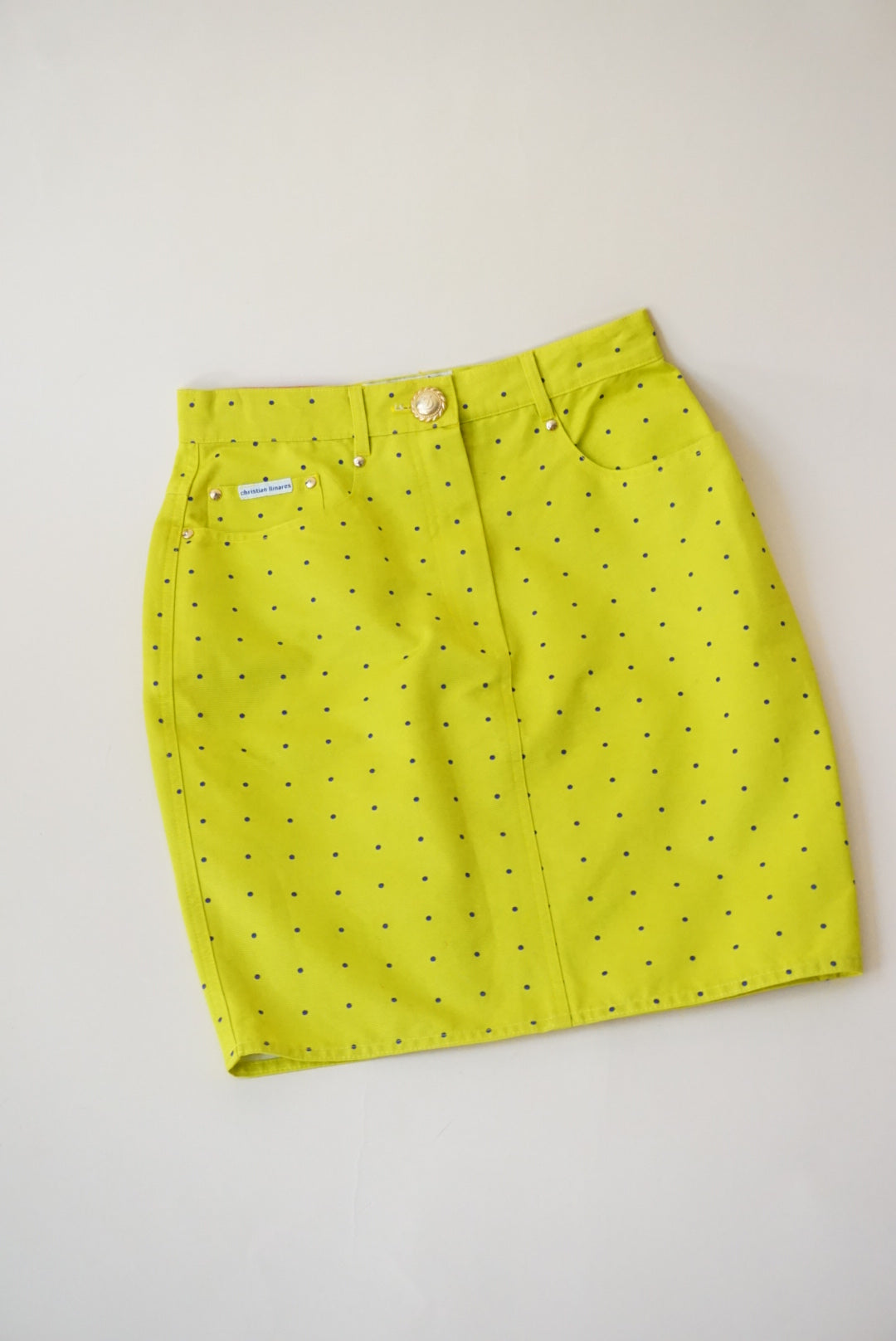 Christian Llinares Vintage Polka Dot Lime Green 90's Skirt - Size IT 42