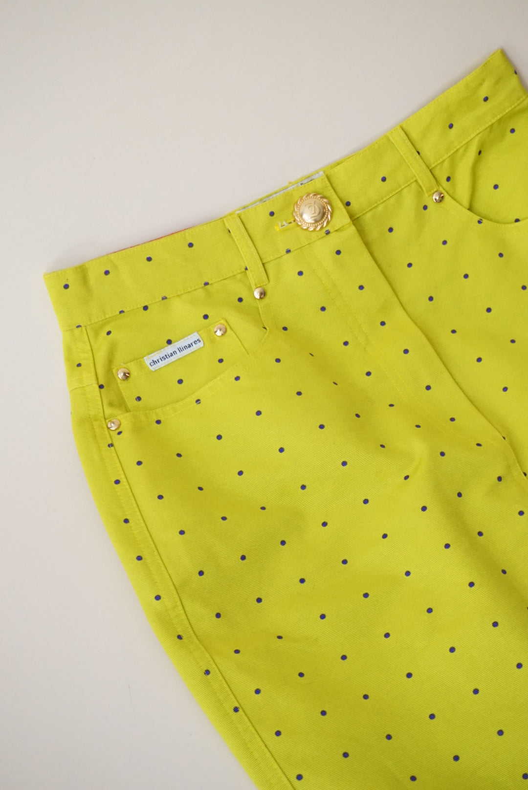 Christian Llinares Vintage Polka Dot Lime Green 90's Skirt - Size IT 42