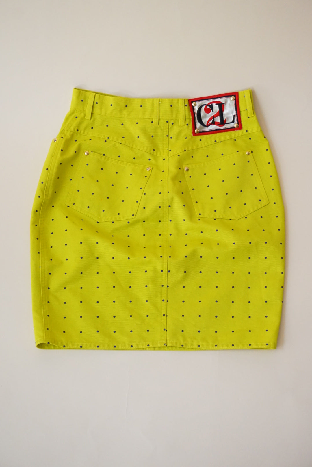 Christian Llinares Vintage Polka Dot Lime Green 90's Skirt - Size IT 42