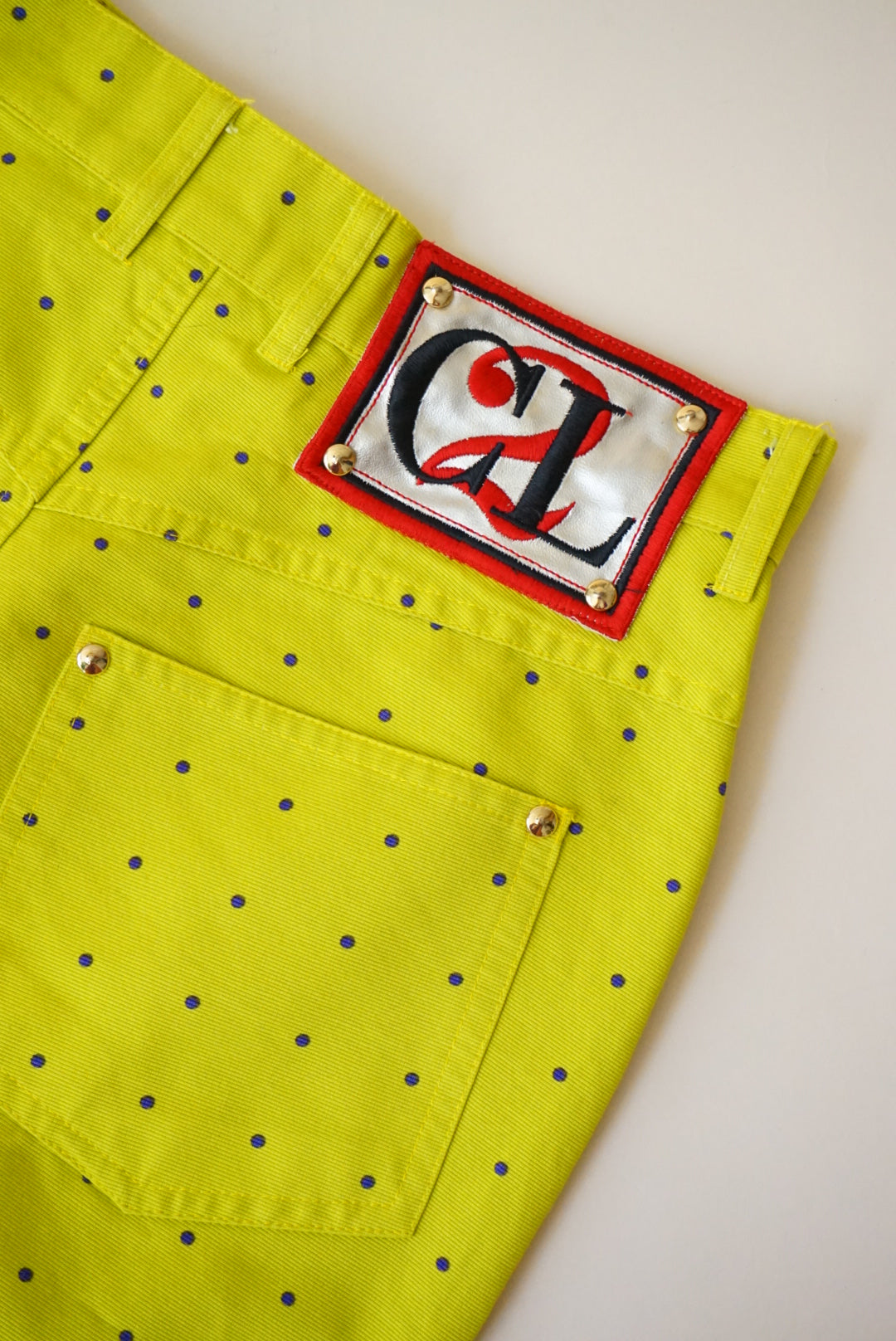 Christian Llinares Vintage Polka Dot Lime Green 90's Skirt - Size IT 42