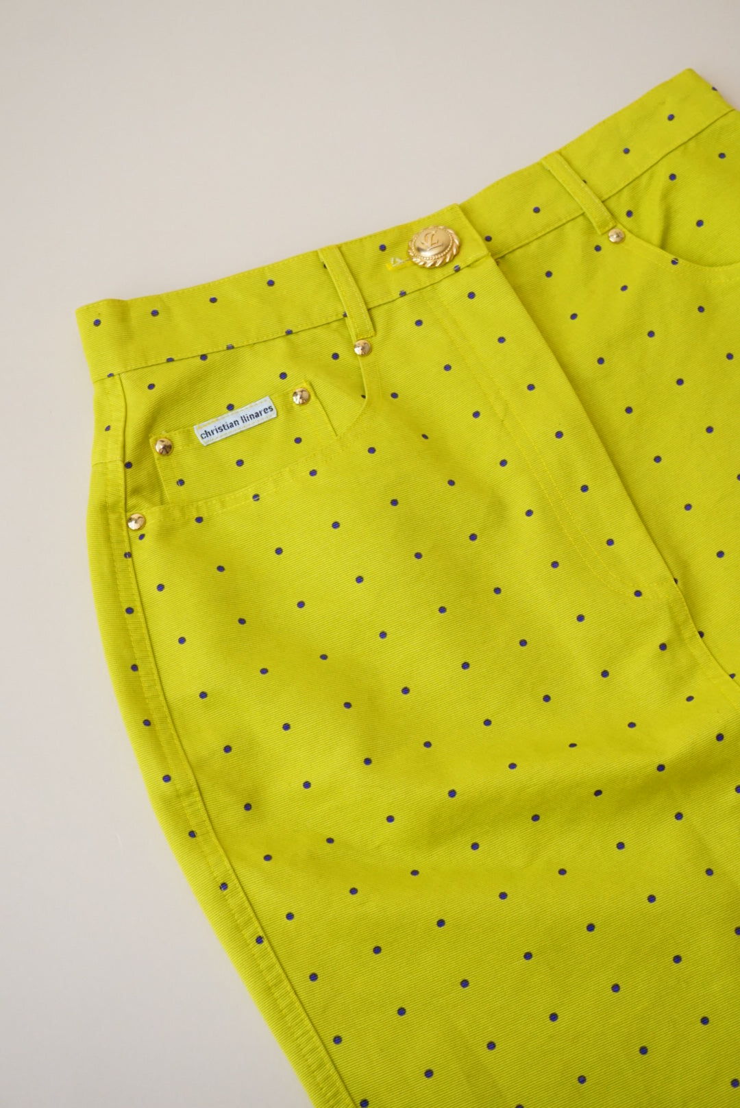Christian Llinares Vintage Polka Dot Lime Green 90's Skirt - Size IT 42