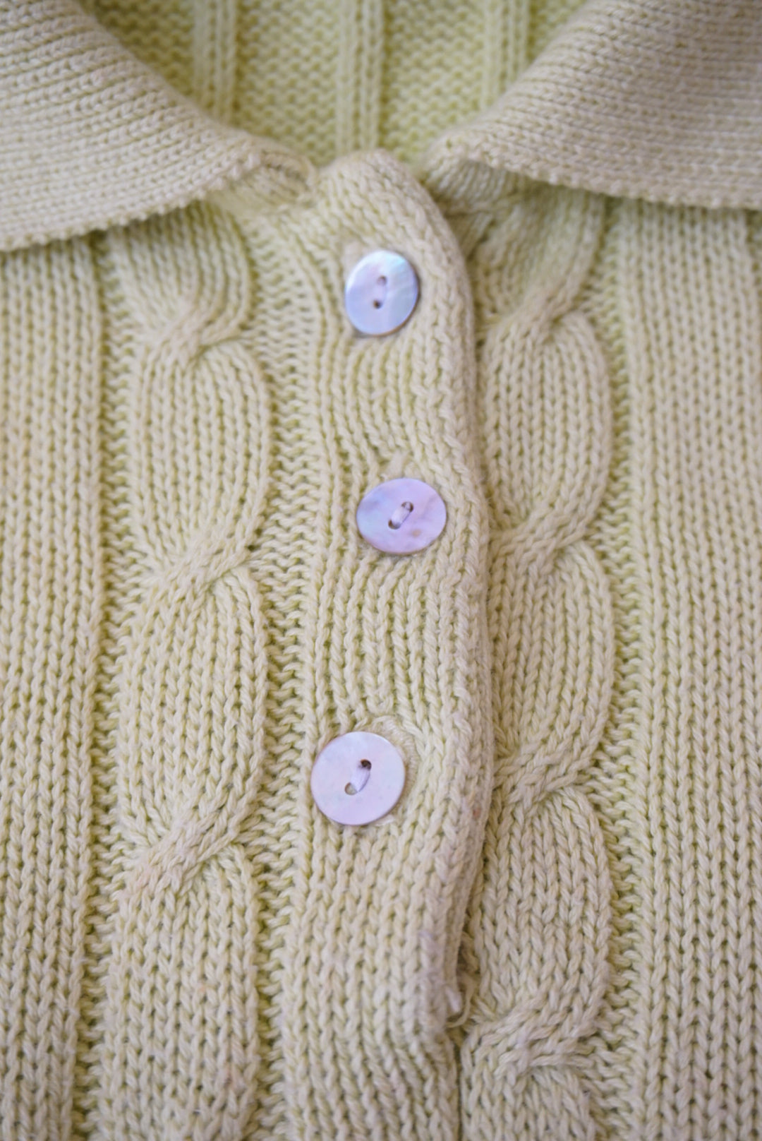 Vintage Pierre Cardin Cable Knit Green Abalone Polo - Size Medium