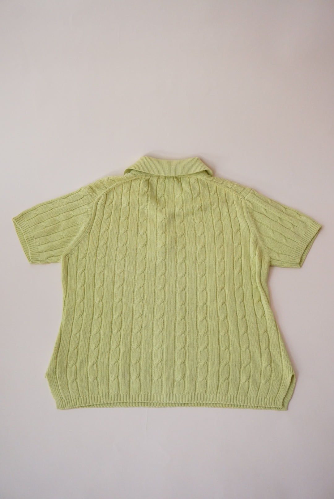 Vintage Pierre Cardin Cable Knit Green Abalone Polo - Size Medium