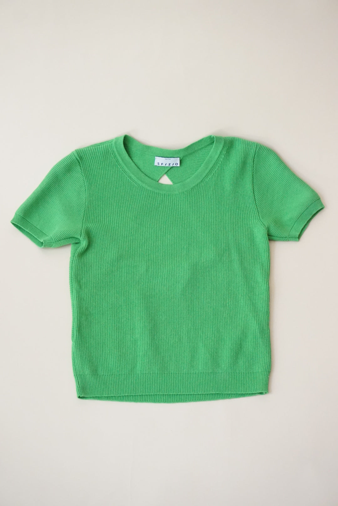 Sfizio Green Ribbed Knit Open Back Top