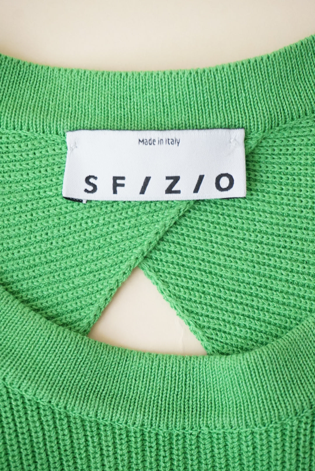 Sfizio Green Ribbed Knit Open Back Top