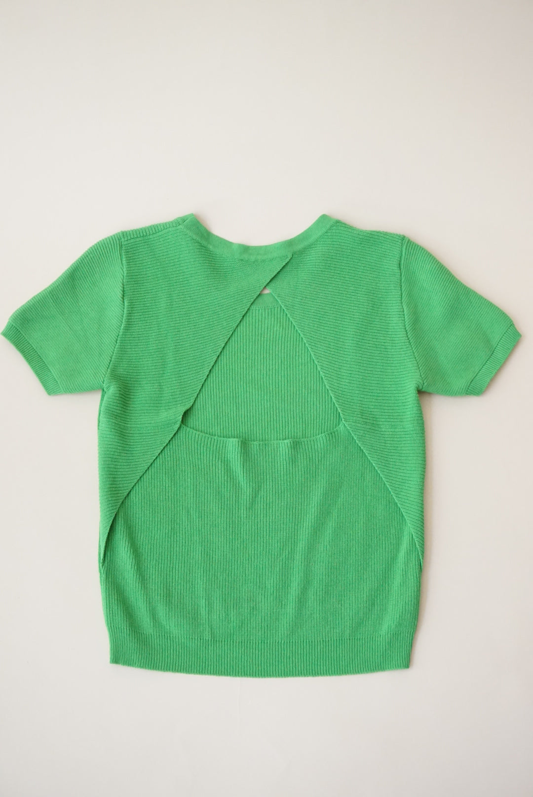 Sfizio Green Ribbed Knit Open Back Top