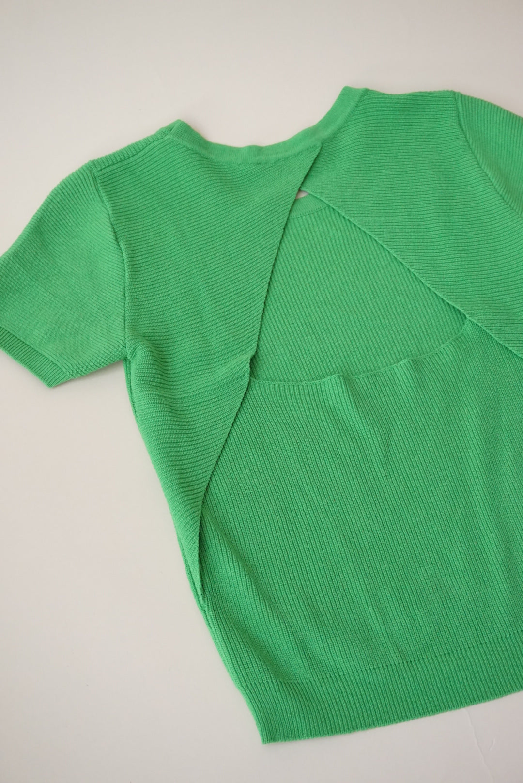 Sfizio Green Ribbed Knit Open Back Top