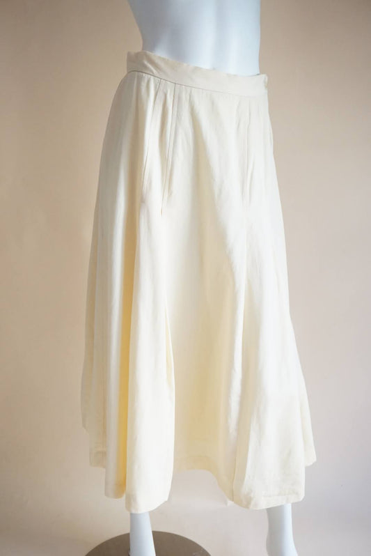 Ralph Lauren 90's Vintage Ivory Wool USA Made Skirt - Size 12