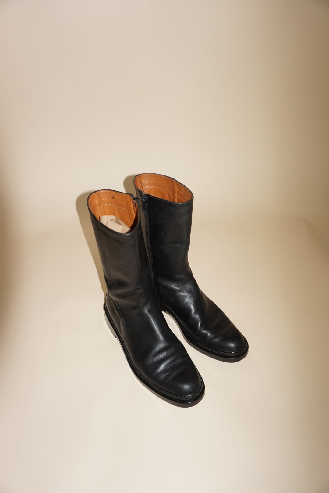 “Tod's” Black Leather Combat Boots - Size 8