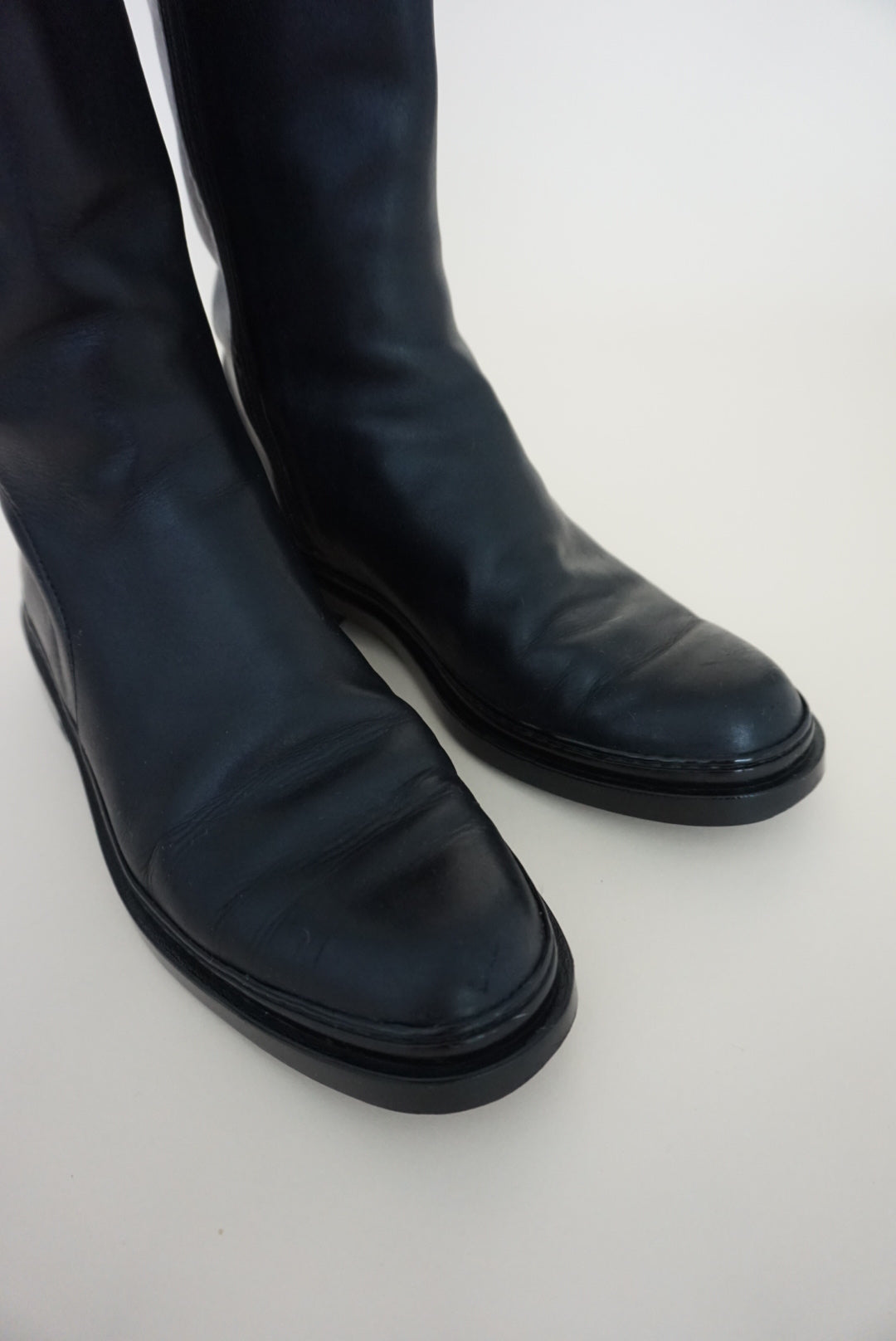 “Tod's” Black Leather Combat Boots - Size 8