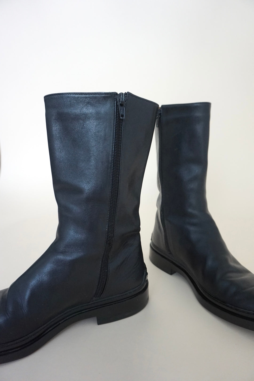 “Tod's” Black Leather Combat Boots - Size 8