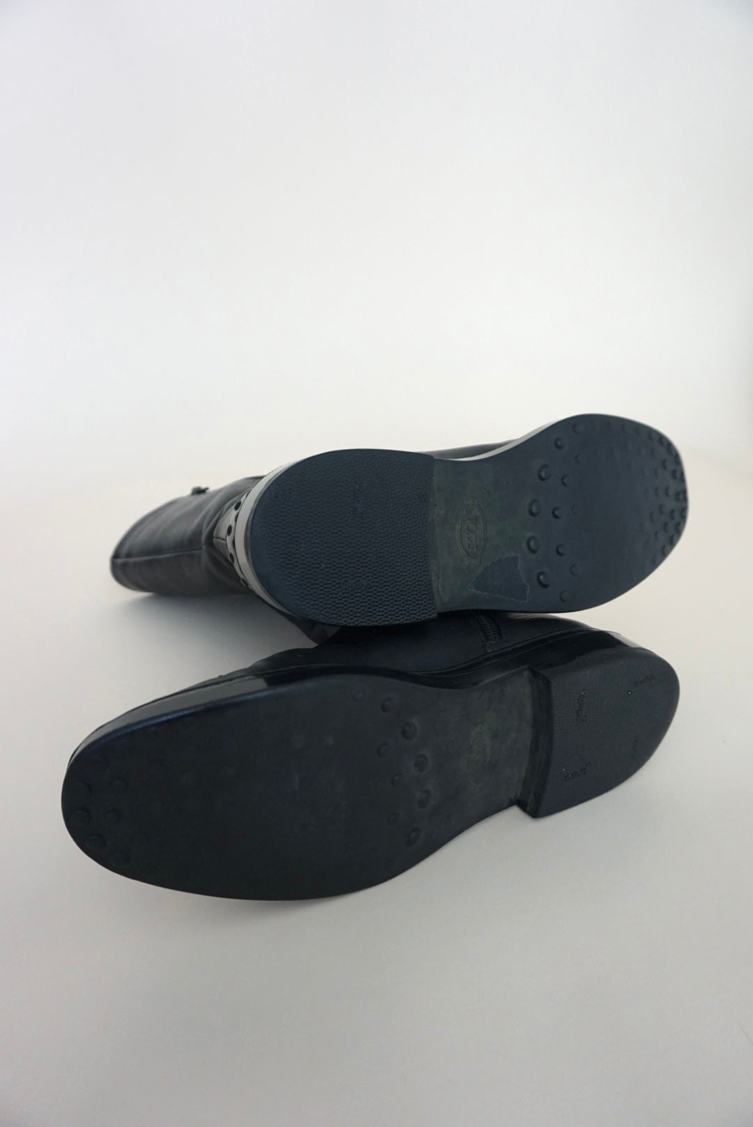 “Tod's” Black Leather Combat Boots - Size 8