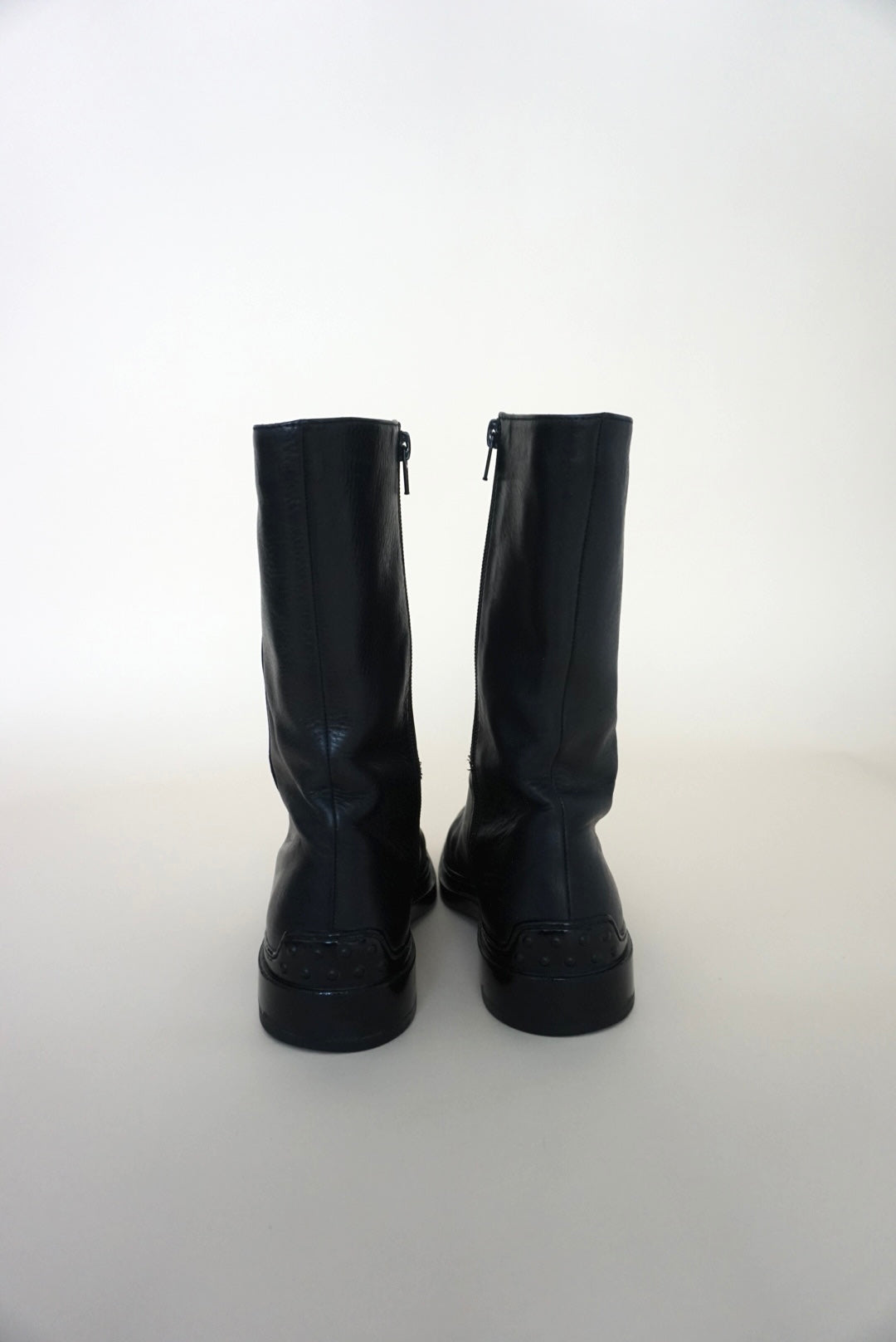“Tod's” Black Leather Combat Boots - Size 8