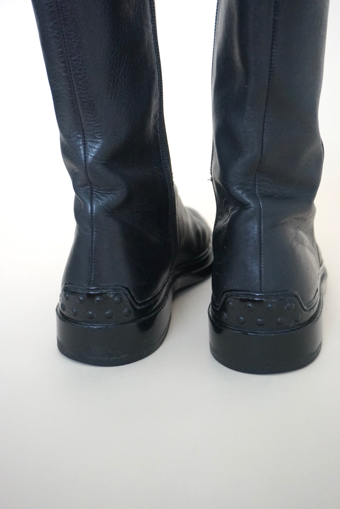 “Tod's” Black Leather Combat Boots - Size 8