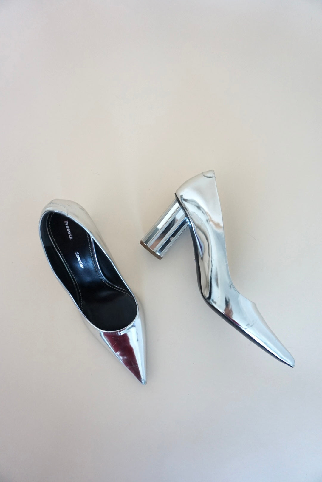 “Proenza Schouler” Silver Mirrored Heels - Size 36