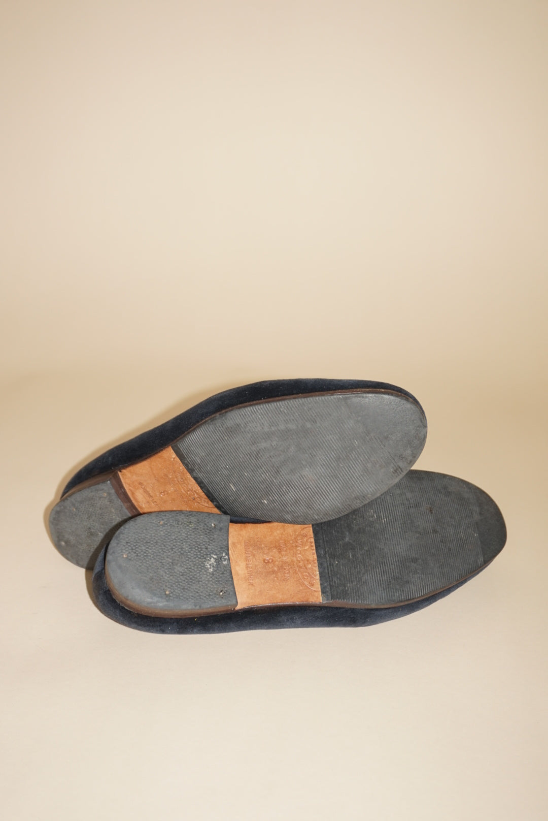 Stubbs & Wooten Navy Velvet "Storm" Palm Tree Embroidery Slipper Loafers - Size 8