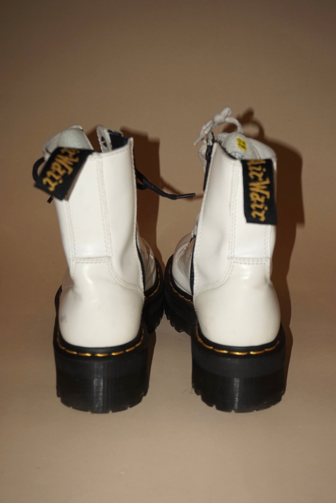 "Doc Martens" White "Jadon" 8 Eye Platform Boots - Size 7 Womens