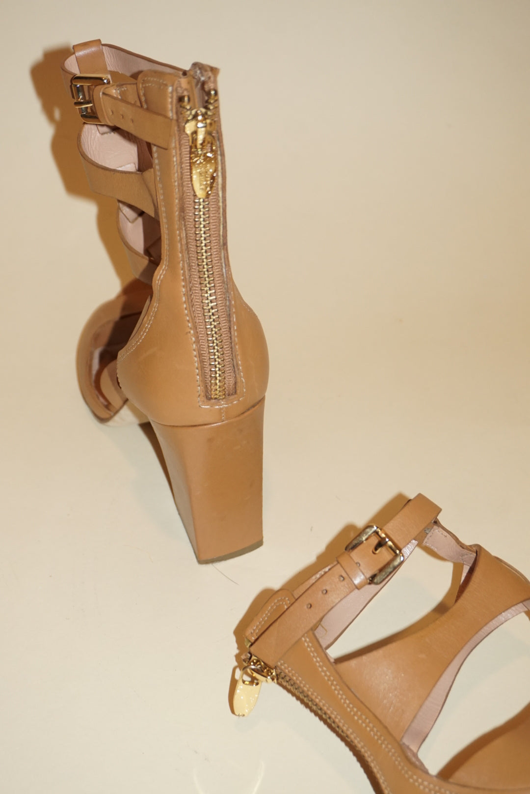 "Sigerson Morrison" Tan Caged Heels - Size 7