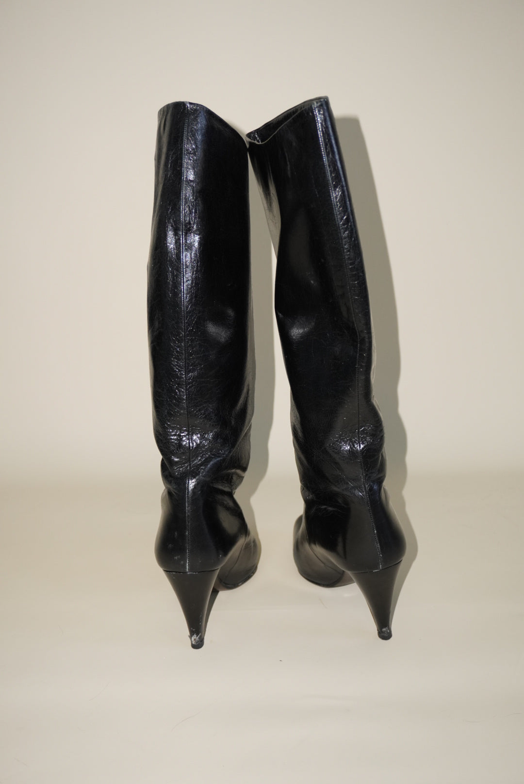 Bruno Magli VTG 70's Rare Italian Leather Floral Motif Black Knee High Boots - Size 39