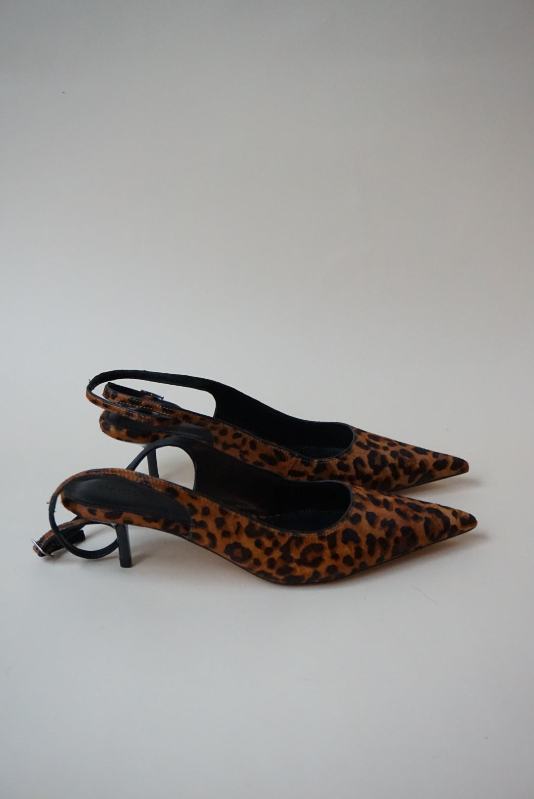 NAKD Leather Leopard Pointed Slingback Kitten Heel - Size 41