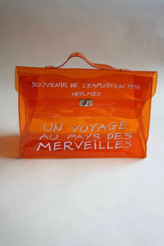 "Hermes" Vinyl Kelly 1998 Orange Beach Bag Souvenir De L'Exposition