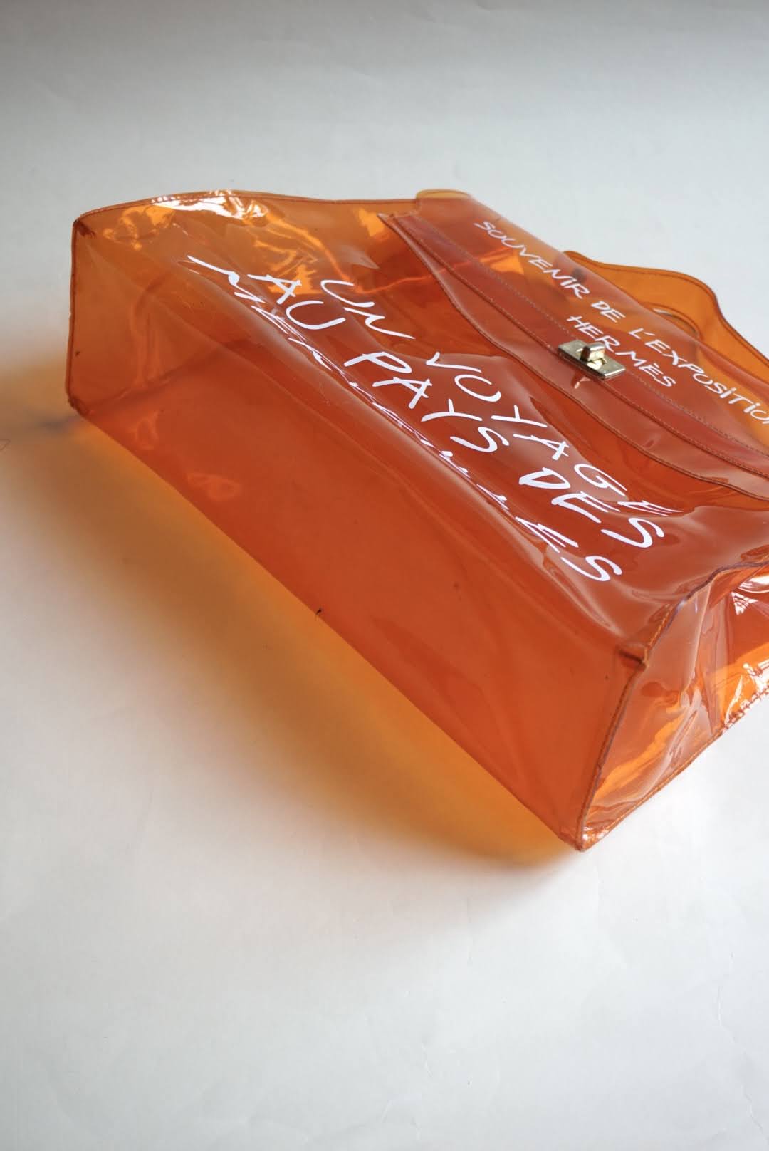 "Hermes" Vinyl Kelly 1998 Orange Beach Bag Souvenir De L'Exposition