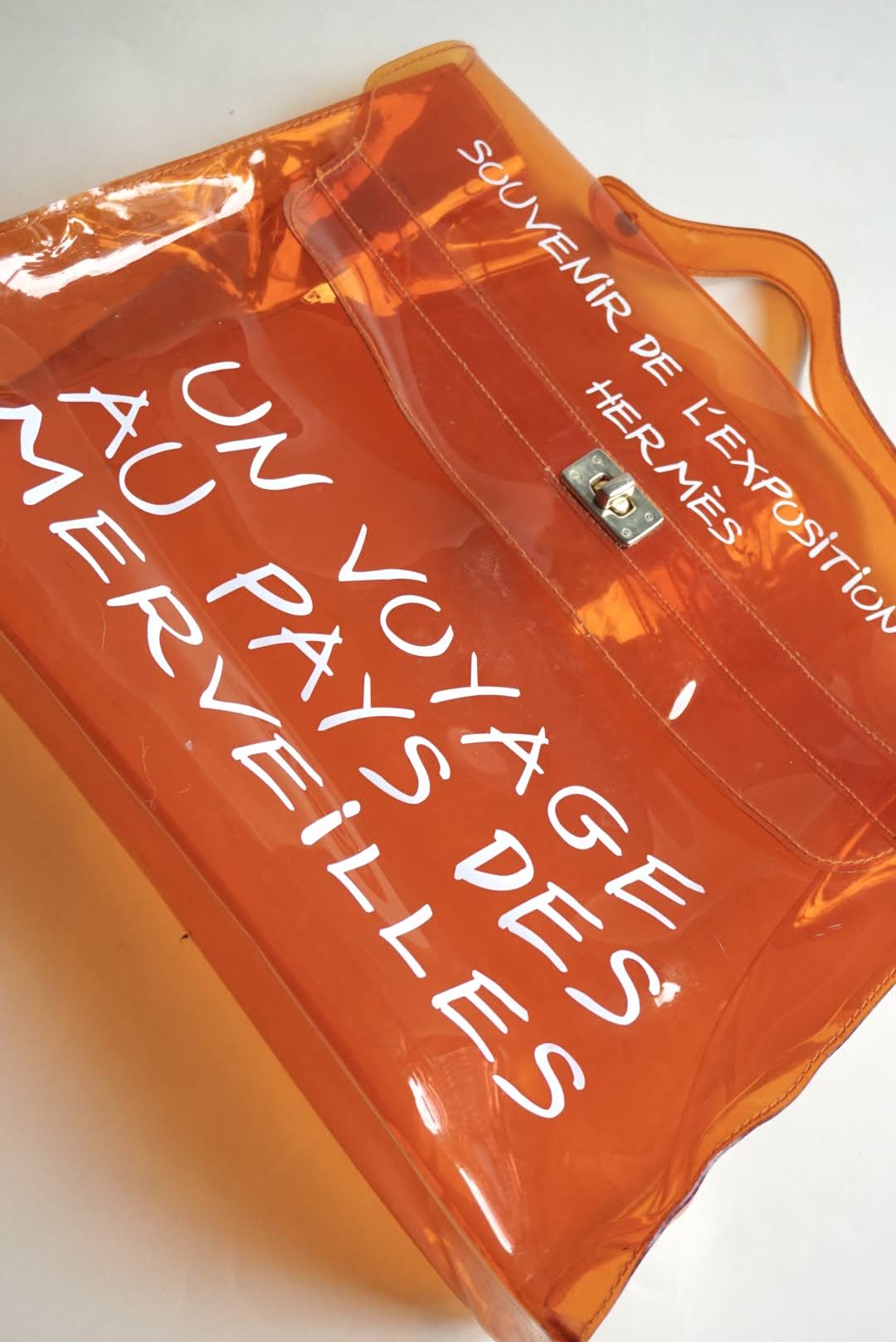 "Hermes" Vinyl Kelly 1998 Orange Beach Bag Souvenir De L'Exposition