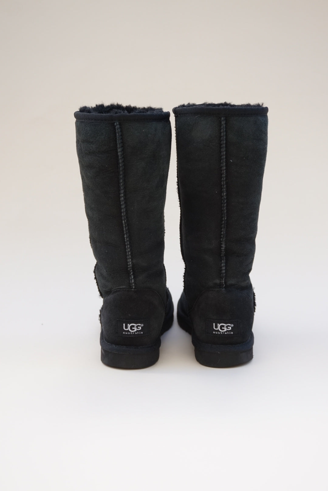 UGG Australia Classic Tall II Pull On Black Suede Sheepskin Boots - Size 6