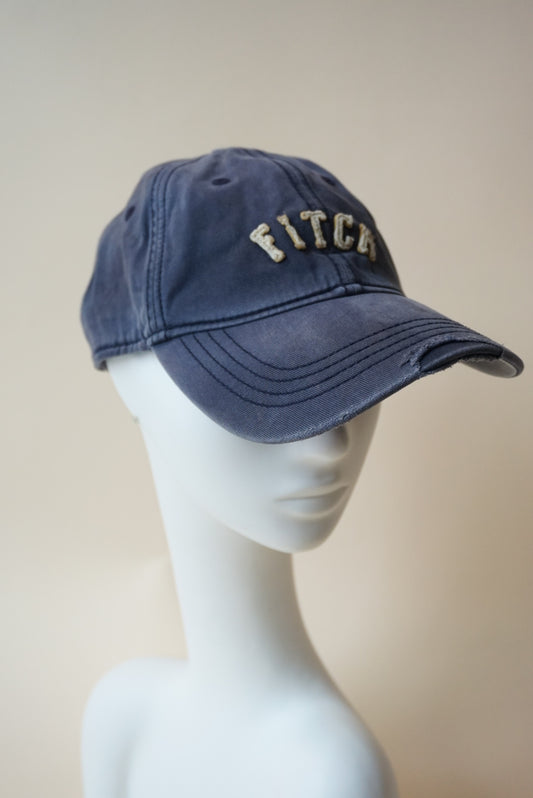 "Abercrombie & Fitch" Y2K Logo Distressed Blue Baseball Cap - L / XL