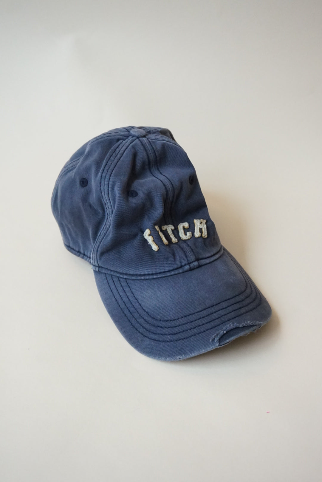 "Abercrombie & Fitch" Y2K Logo Distressed Blue Baseball Cap - L / XL