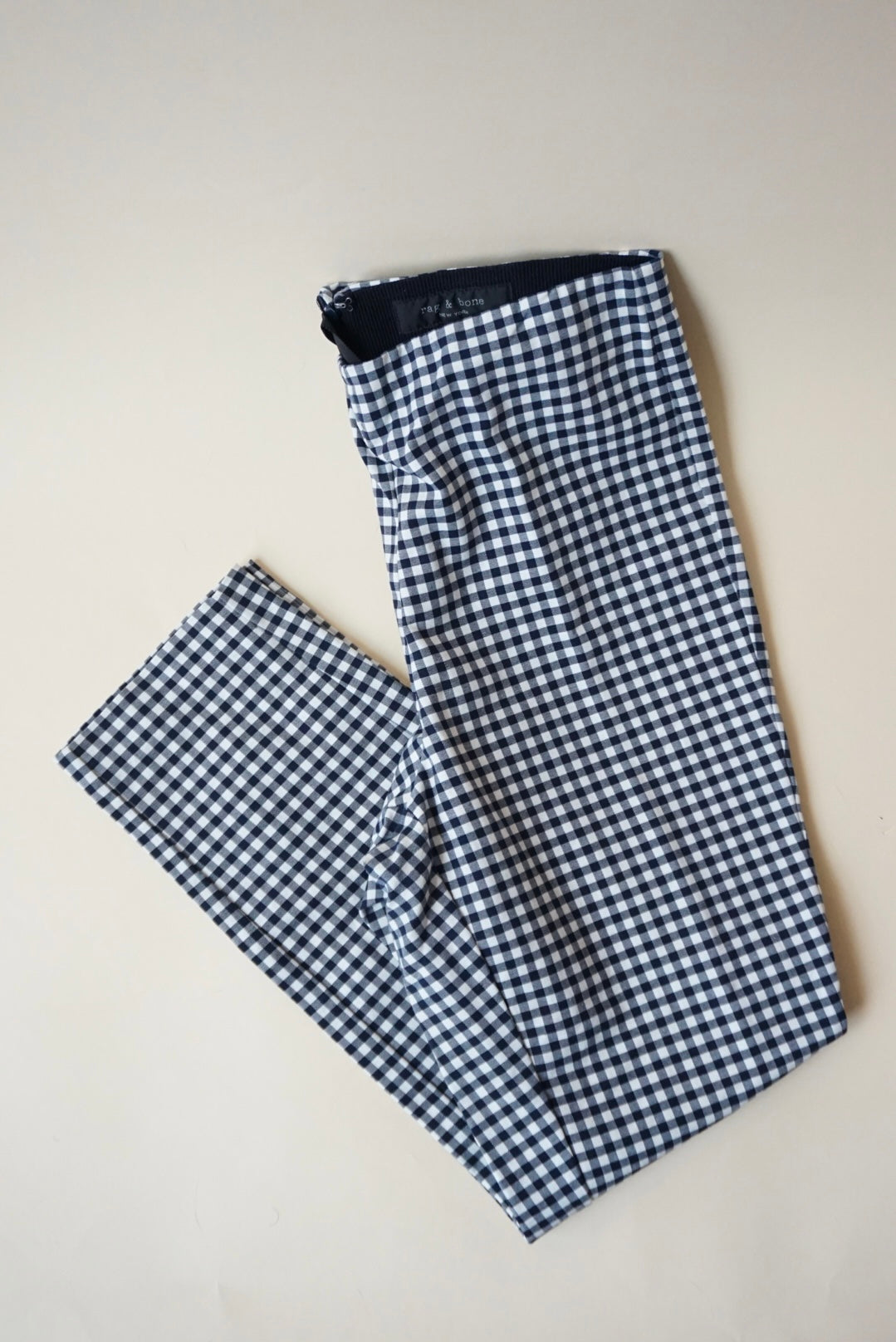 Rag & Bone Gingham "Simone" Navy/White Ankle Pants - Size 8